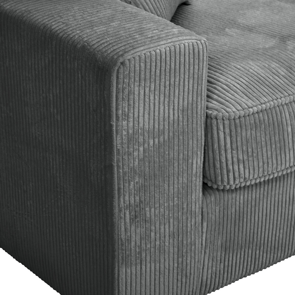 ECKSOFA Dunkelgrau Cord Zierkissen, Rückenkissen, Rücken echt  - Dunkelgrau/Schwarz, MODERN, Kunststoff/Textil (307/228cm) - Carryhome