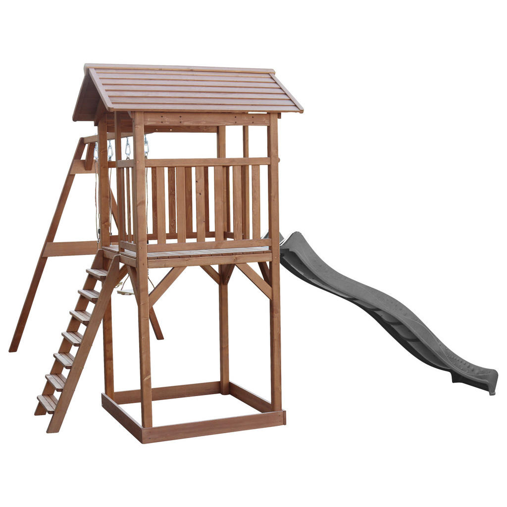 Thumbnail - Ambia Garden Spielturm, Braun, Grau, Holz, Kunststoff, 356.6x241.9x349 cm, EN 71, CE, FSC 100%, Outdoor Spielzeug, Spiel...