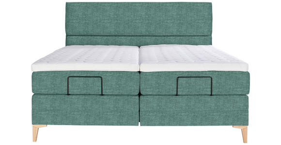 BOXSPRINGBETT 160/200 cm  in Petrol  - Eichefarben/Petrol, KONVENTIONELL, Holz/Textil (160/200cm) - Voleo