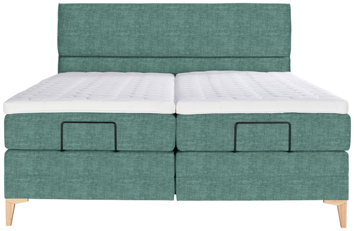 BOXSPRINGBETT 180/200 cm  in Petrol  - Eichefarben/Petrol, Konventionell, Holz/Textil (180/200cm) - Voleo