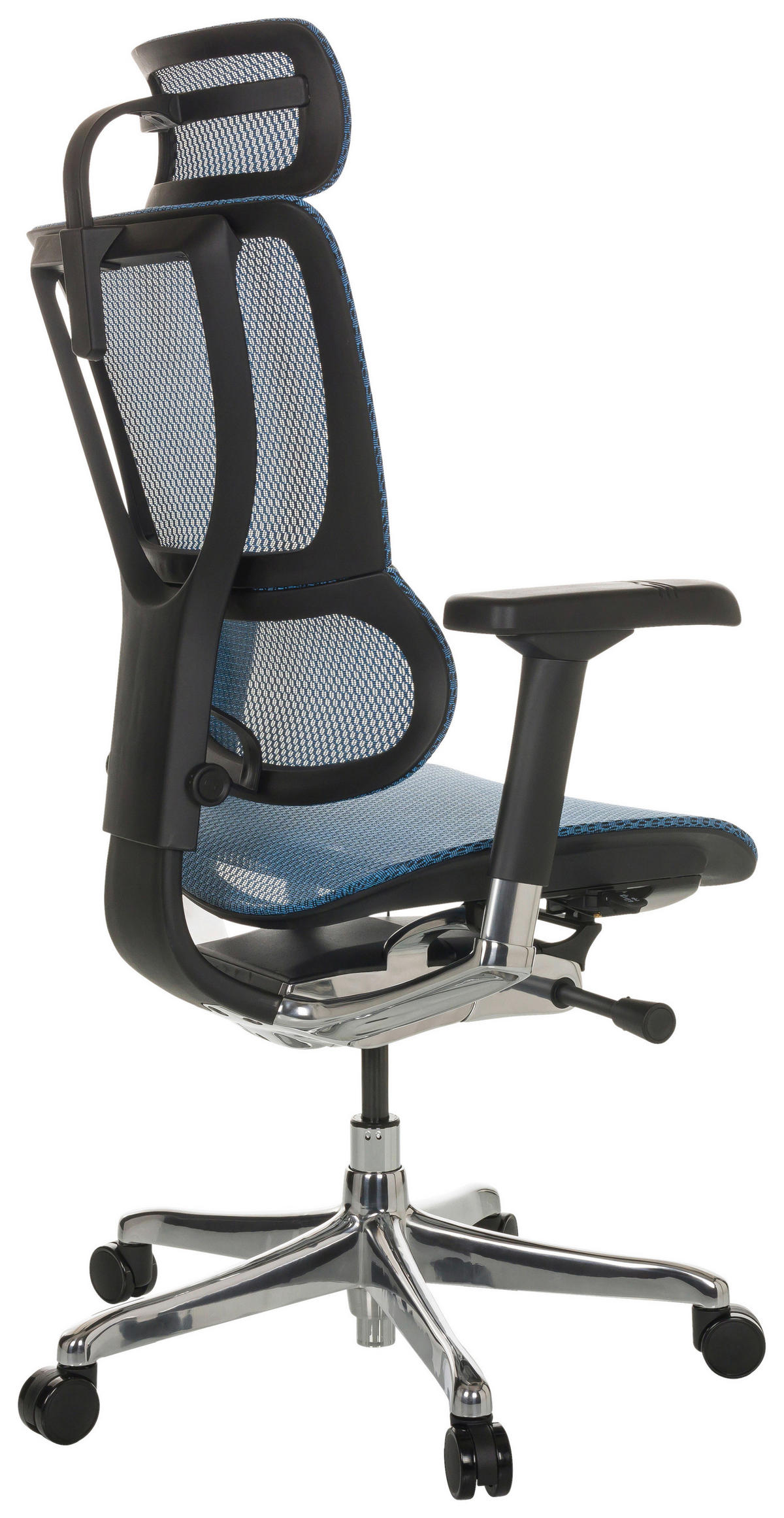 DREHSTUHL  in Netz Blau  - Blau/Schwarz, Basics, Kunststoff/Textil (69/116-138/66cm) - MID.YOU