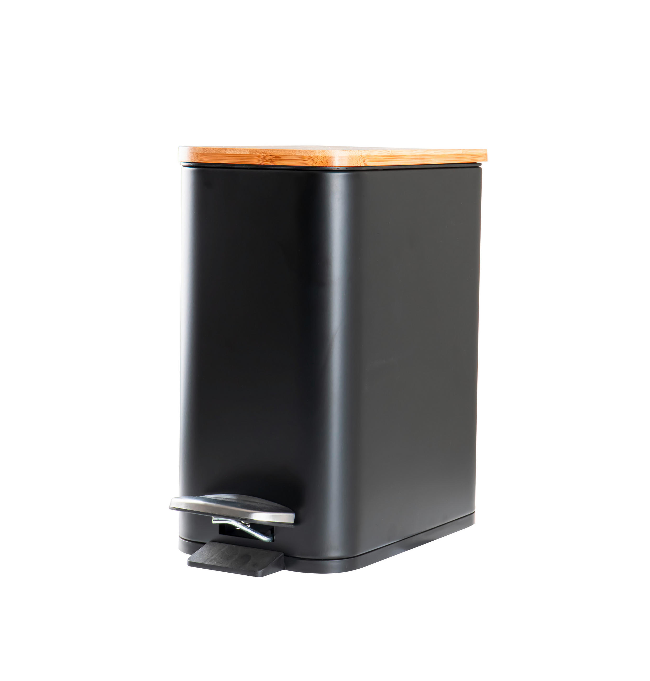 KOSMETIKEIMER 5 l  Metall, Holz  - Schwarz, Basics, Holz/Kunststoff (14/29/28,5cm) - Sadena