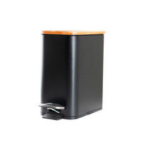 KOSMETIKEIMER 5 l  Metall, Holz  - Schwarz, Basics, Holz/Kunststoff (14/29/28,5cm) - Sadena