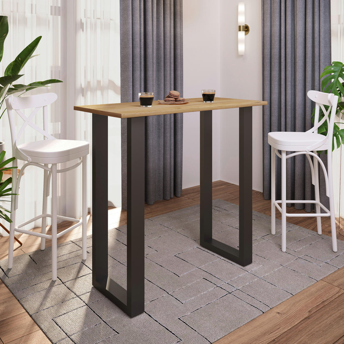 BARTISCH rechteckig Schwarz, Honig  - Schwarz/Honig, KONVENTIONELL, Holzwerkstoff/Metall (110/50/102cm)