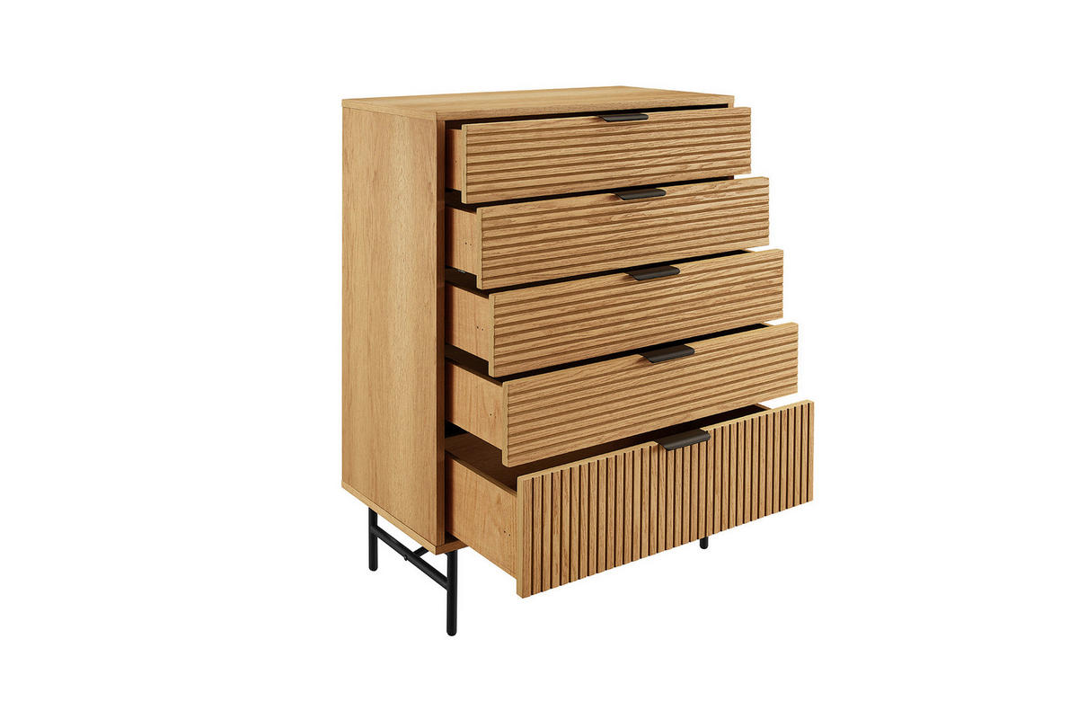 KOMMODE  in 80/113/40 cm  - Eichefarben/Schwarz, Design, Holz/Holzwerkstoff (80/113/40cm) - Livetastic