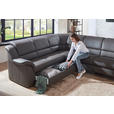 ECKSOFA in Echtleder Grau  - Chromfarben/Grau, KONVENTIONELL, Leder/Kunststoff (324/260cm) - Cantus