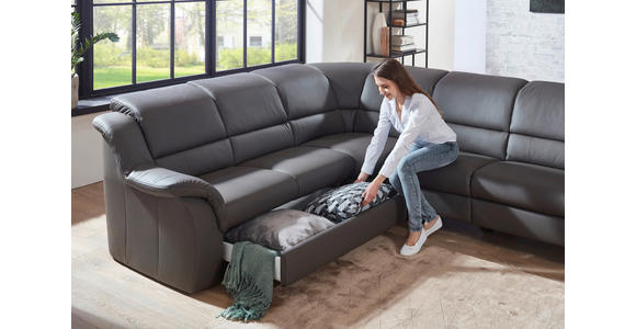 ECKSOFA in Echtleder Grau  - Chromfarben/Grau, KONVENTIONELL, Leder/Kunststoff (324/260cm) - Cantus