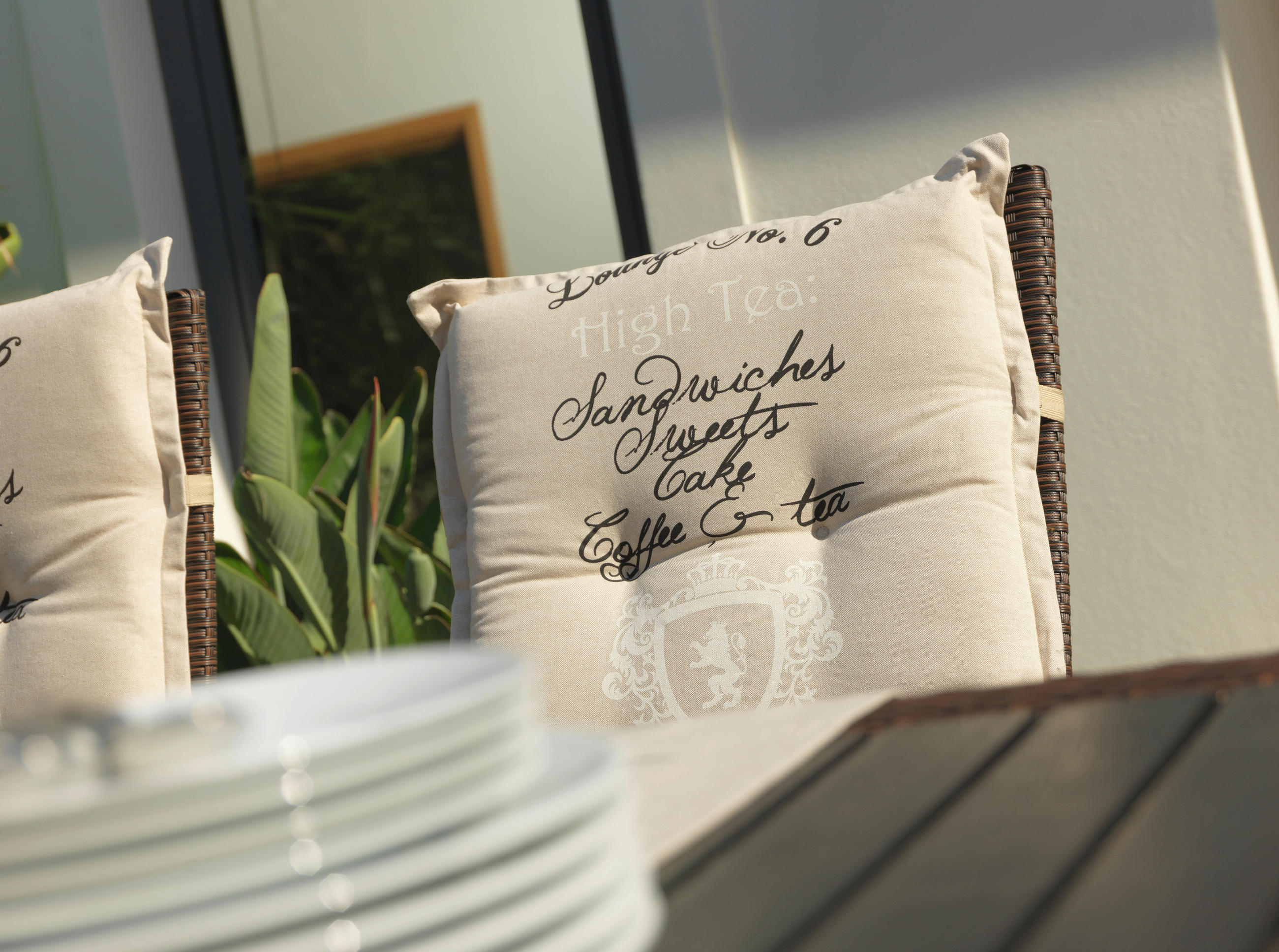 SESSELAUFLAGE in Naturfarben Schriftzug  - Naturfarben, Design, Textil (50/7/100cm)