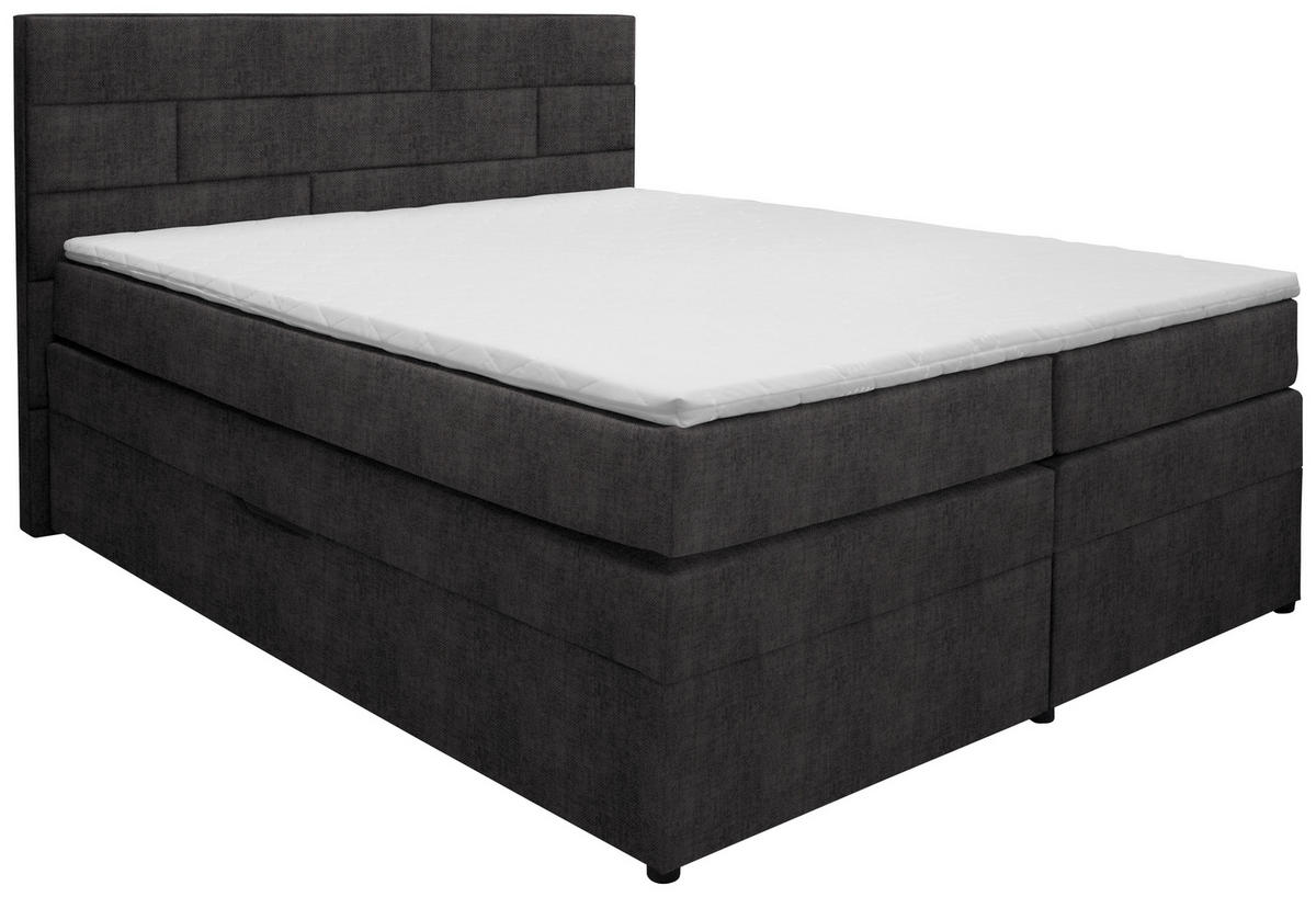 BOXSPRINGBETT 160/200 cm  in Anthrazit  - Wengefarben/Anthrazit, Konventionell, Holz/Textil (160/200cm) - Carryhome