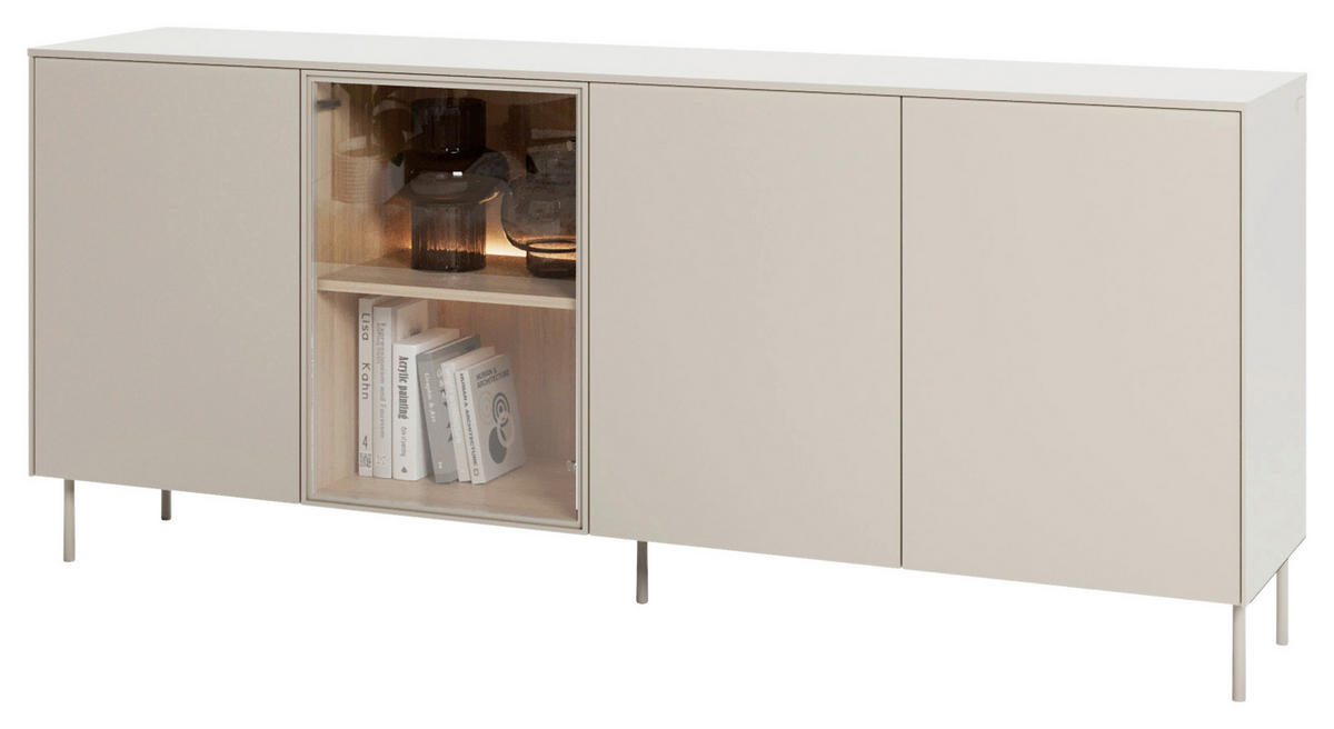 SIDEBOARD 195/83/41 cm Eichefarben, Kaschmir  195/83/41 cm  - Kaschmir/Eichefarben, MODERN, Glas/Holzwerkstoff (195/83/41cm) - Carryhome