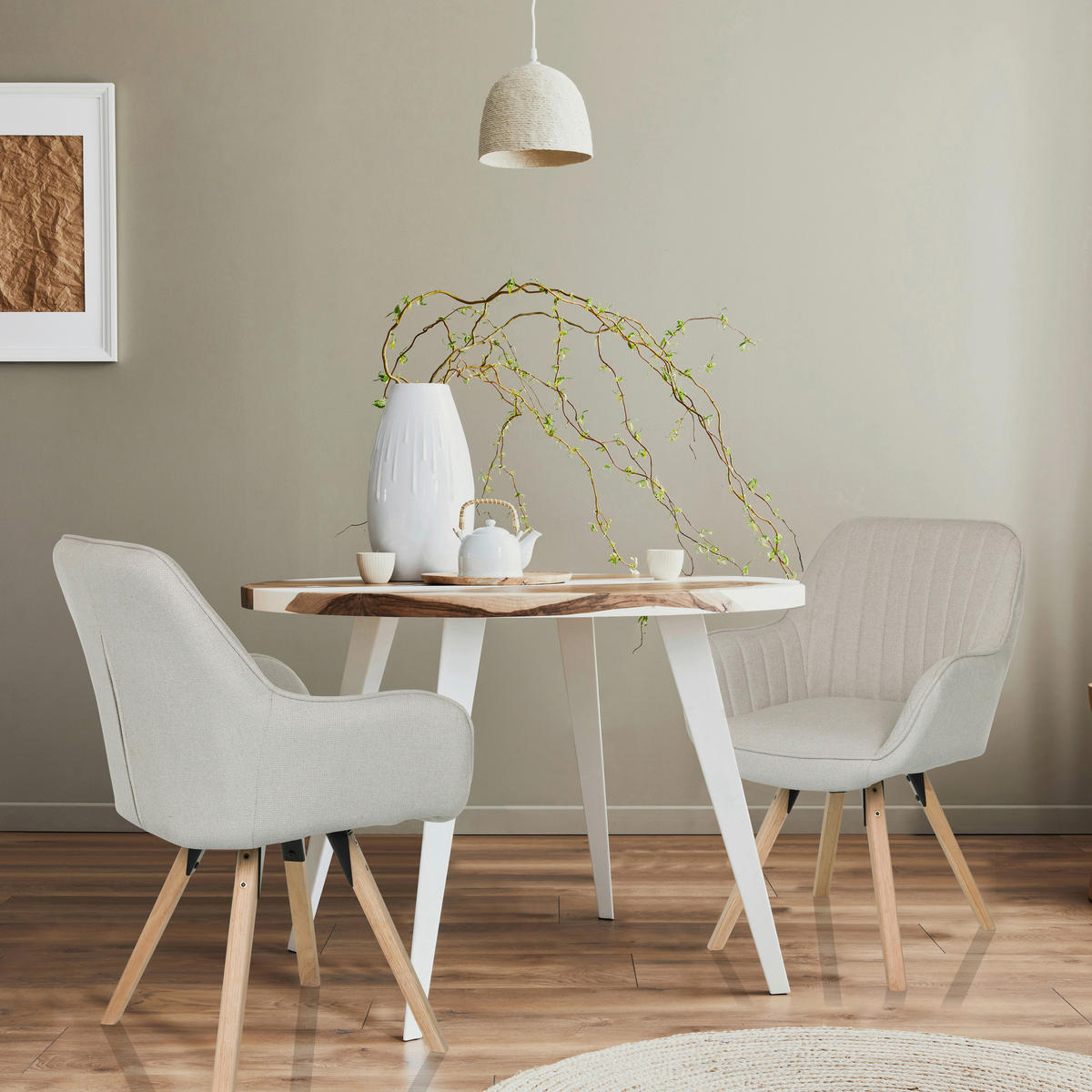 ARMLEHNSTUHL   Flachgewebe  Creme  - Buchefarben/Creme, MODERN, Holz/Textil (56/84/62cm) - MID.YOU