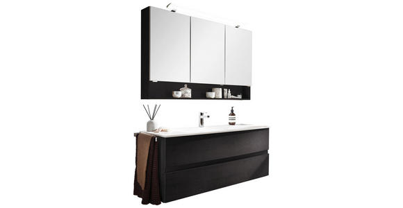 BADEZIMMER in 121,2 cm - Dunkelgrau/Weiß, Design, Glas/Holzwerkstoff (121,2cm) - Novel