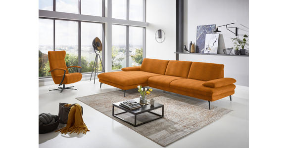 ECKSOFA in Chenille Orange 180/310 cm - Schwarz/Orange, Design, Textil/Metall (180/310cm) - Dieter Knoll