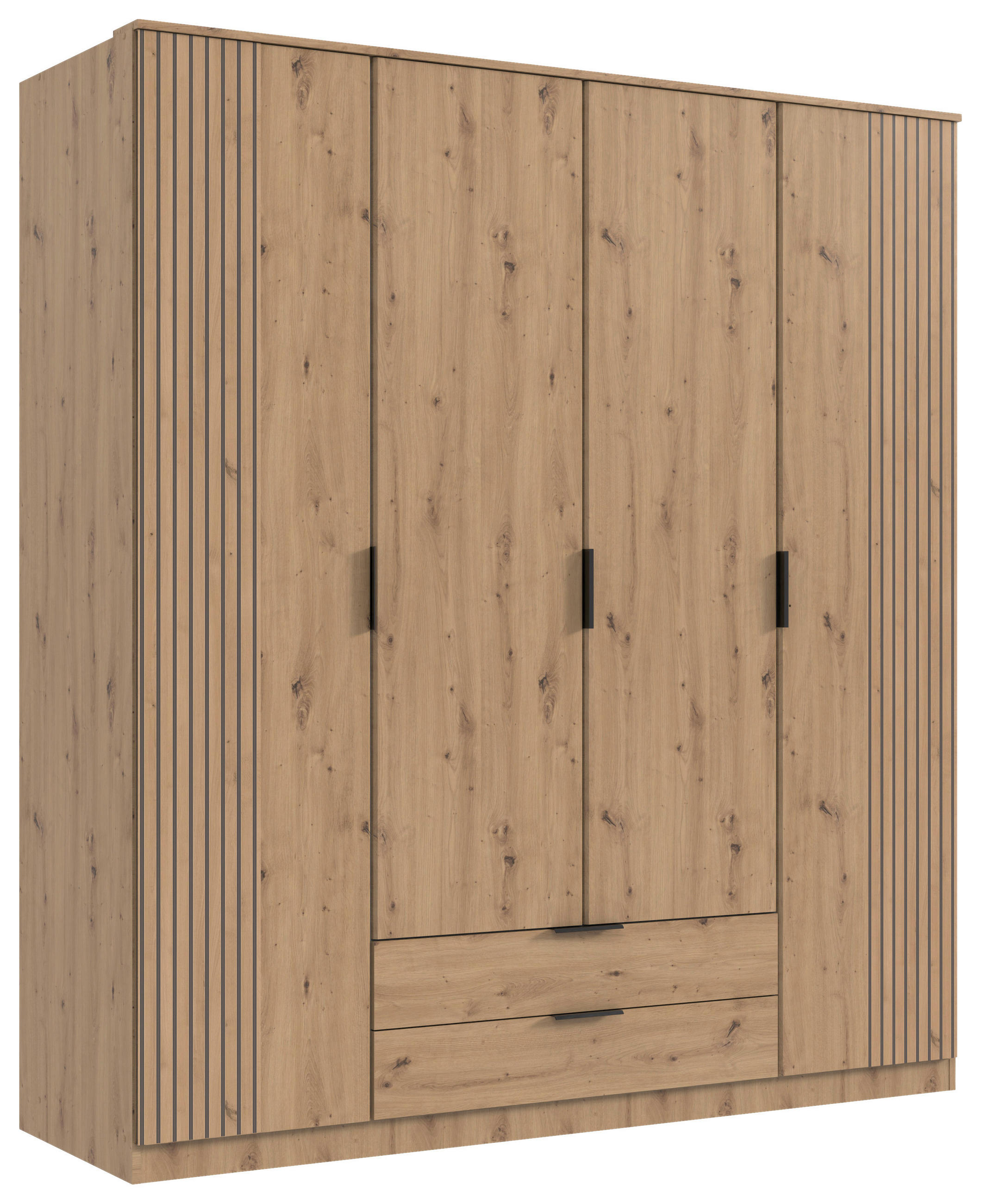 KLEIDERSCHRANK Eiche Artisan  - Schwarz/Eiche Artisan, Konventionell, Holzwerkstoff/Metall (180/199/58cm) - Boxxx