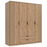 KLEIDERSCHRANK Eiche Artisan  - Schwarz/Eiche Artisan, Konventionell, Holzwerkstoff/Metall (180/199/58cm) - Boxxx