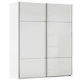 SCHWEBETÜRENSCHRANK  in Weiß  - Chromfarben/Weiß, KONVENTIONELL, Glas/Holzwerkstoff (201/223/67cm) - Novel