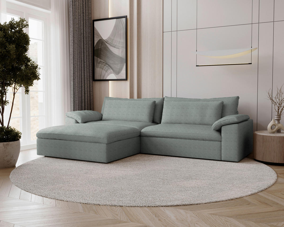 ECKSOFA  Chenille Grau  - Schwarz/Grau, Modern, Kunststoff/Textil (198/306cm) - Carryhome