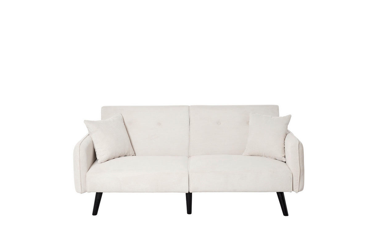 SCHLAFSOFA Cord Weiß  - Schwarz/Weiß, MODERN, Holz/Textil (191/83/84cm) - Livetastic