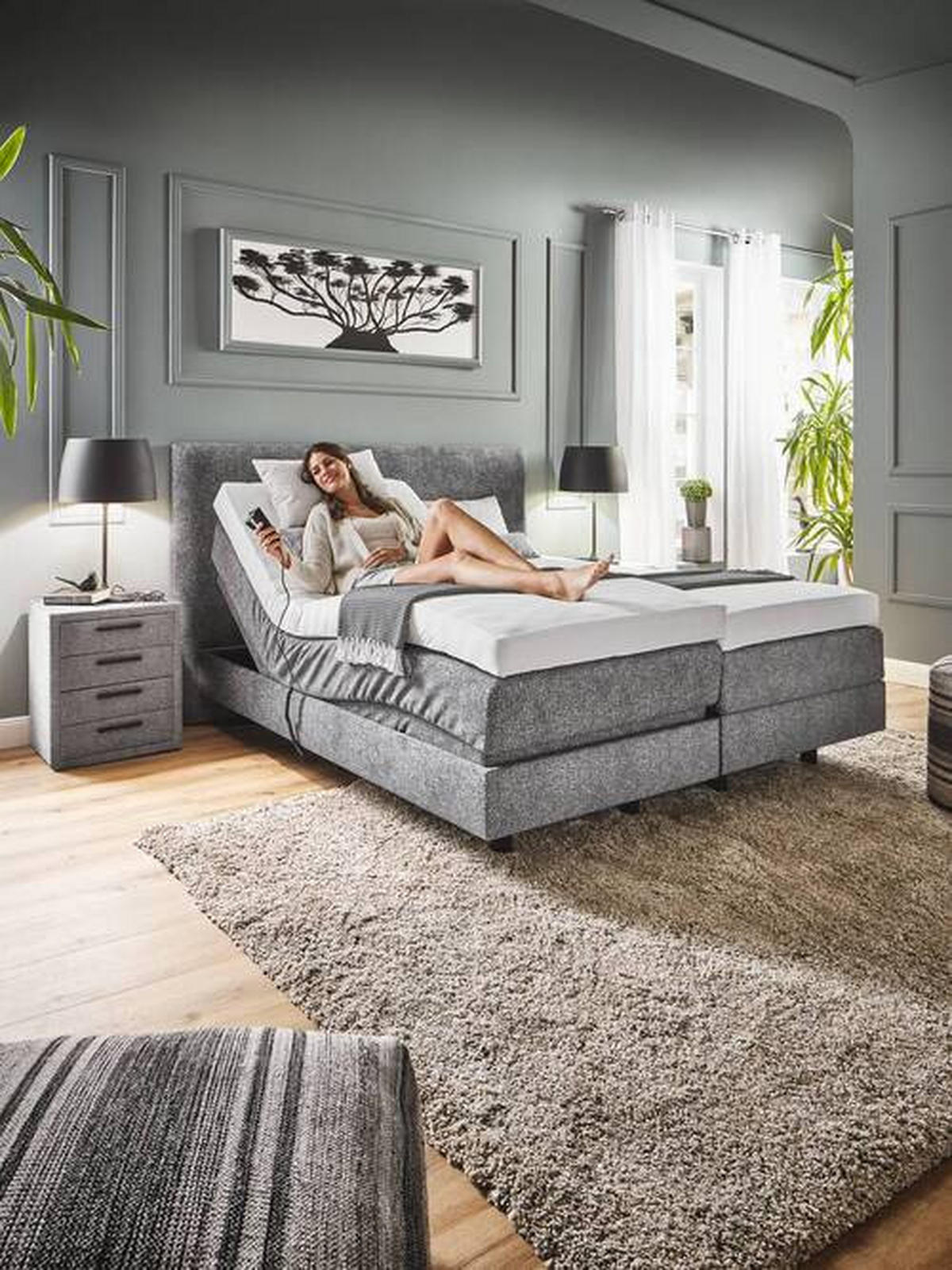 BOXSPRINGBETT 160/200 cm  in Grau  - Grau, KONVENTIONELL, Holz/Textil (160/200cm) - Dieter Knoll