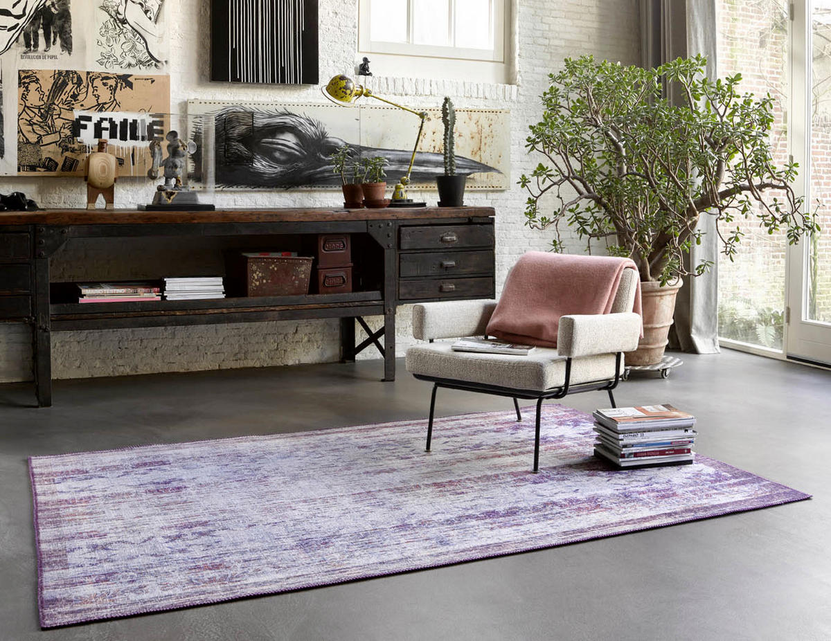 WEBTEPPICH 130/190 cm Embrace Blau, Grau, Lila, Orange  - Blau/Lila, KONVENTIONELL, Textil (130/190cm) - WECON HOME