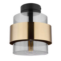 DECKENLEUCHTE 18/21,5 cm   - Messingfarben/Schwarz, Design, Glas/Metall (18/21,5cm) - Globo