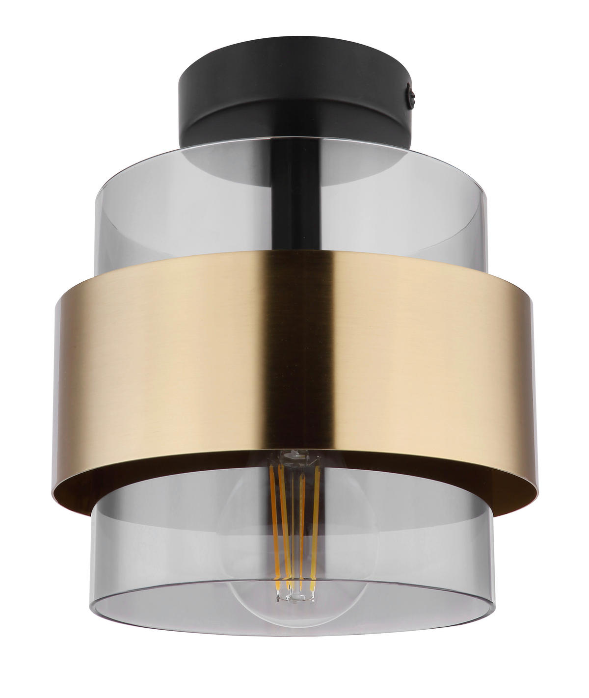 DECKENLEUCHTE 18/21,5 cm   - Messingfarben/Schwarz, Design, Glas/Metall (18/21,5cm) - Globo