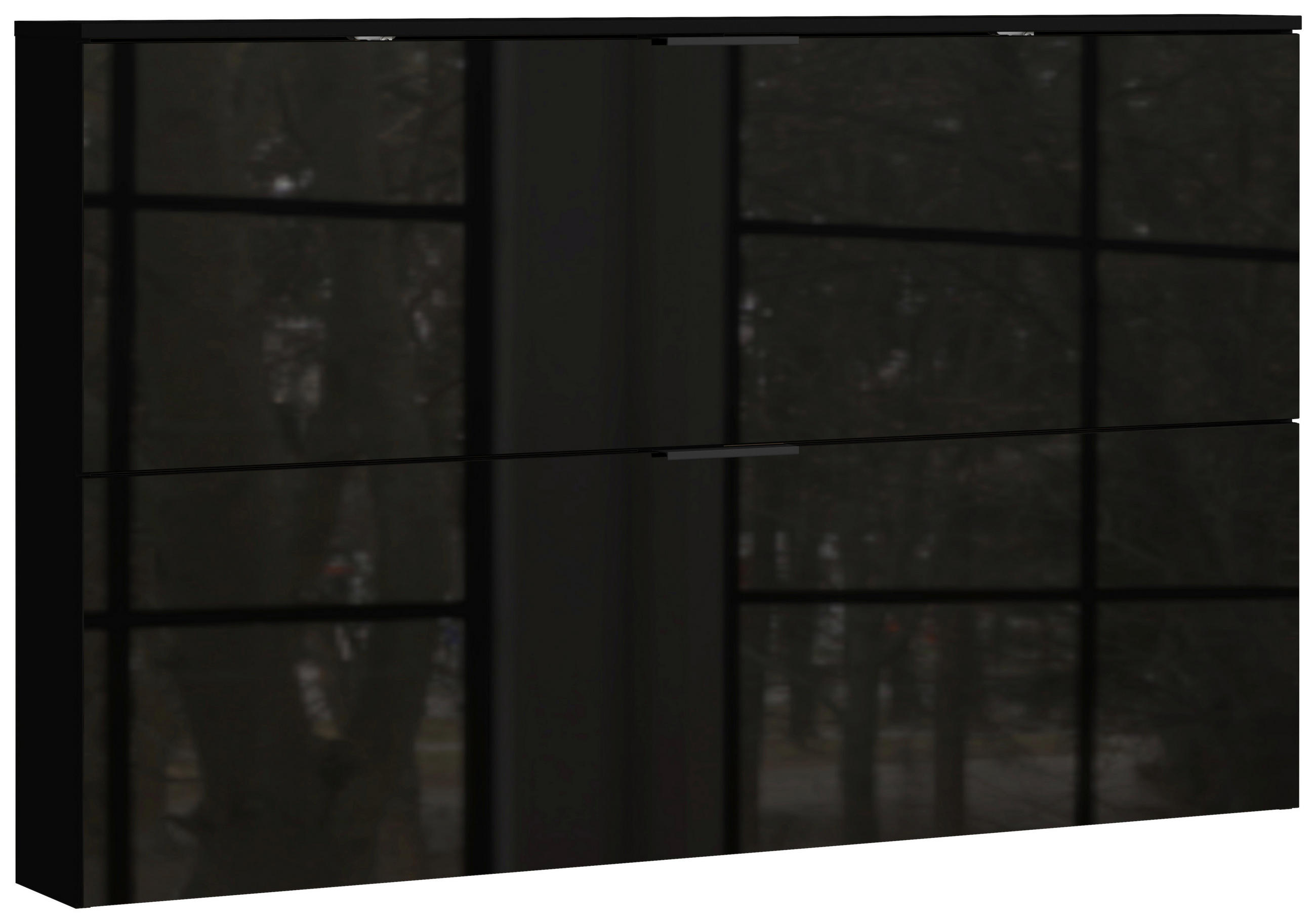 SCHUHSCHRANK Schwarz  - Schwarz, Design, Glas/Holzwerkstoff (140/85/19cm)