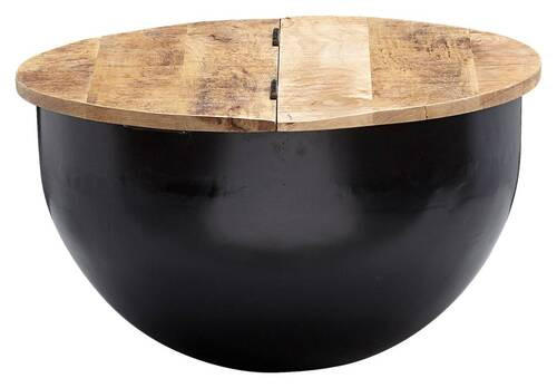 COUCHTISCH Mangoholz massiv 60/60/34 cm rund Braun  - Schwarz/Braun, MODERN, Holz/Metall (60/60/34cm) - MID.YOU