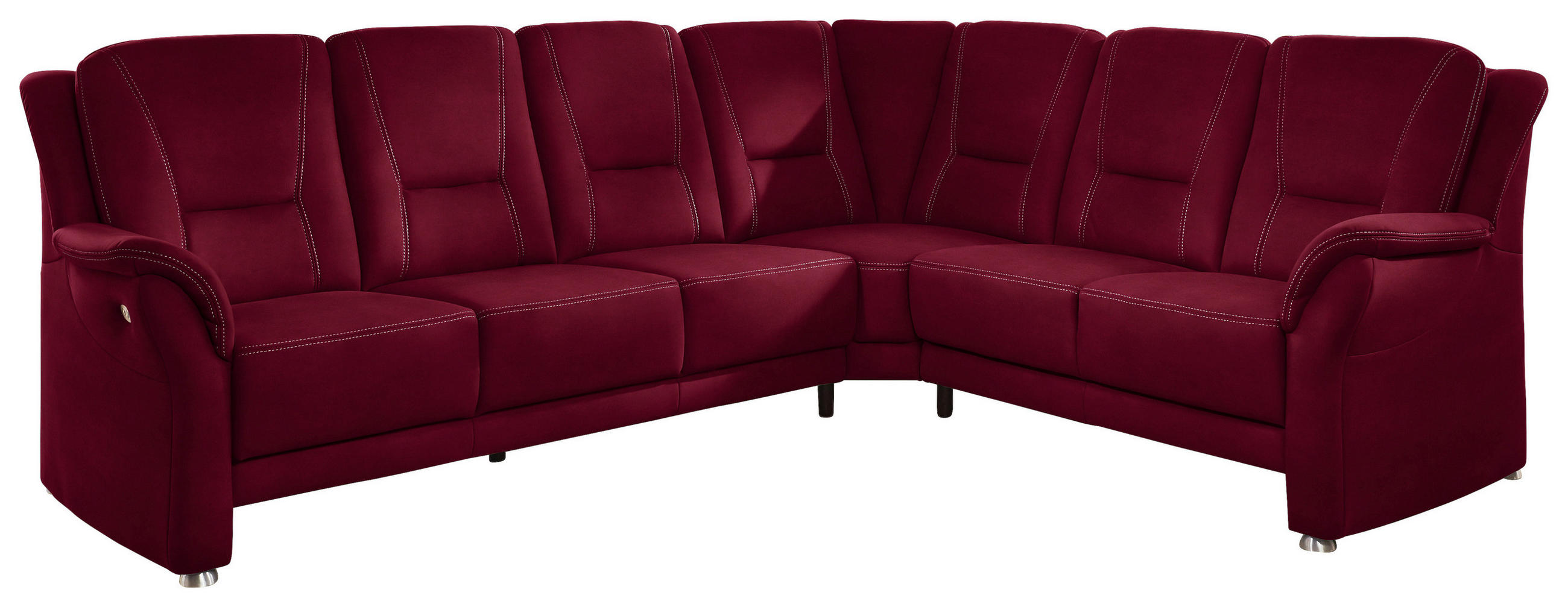 ECKSOFA in Mikrofaser Rot  - Beige/Rot, Konventionell, Textil/Metall (275/223cm) - Beldomo Comfort