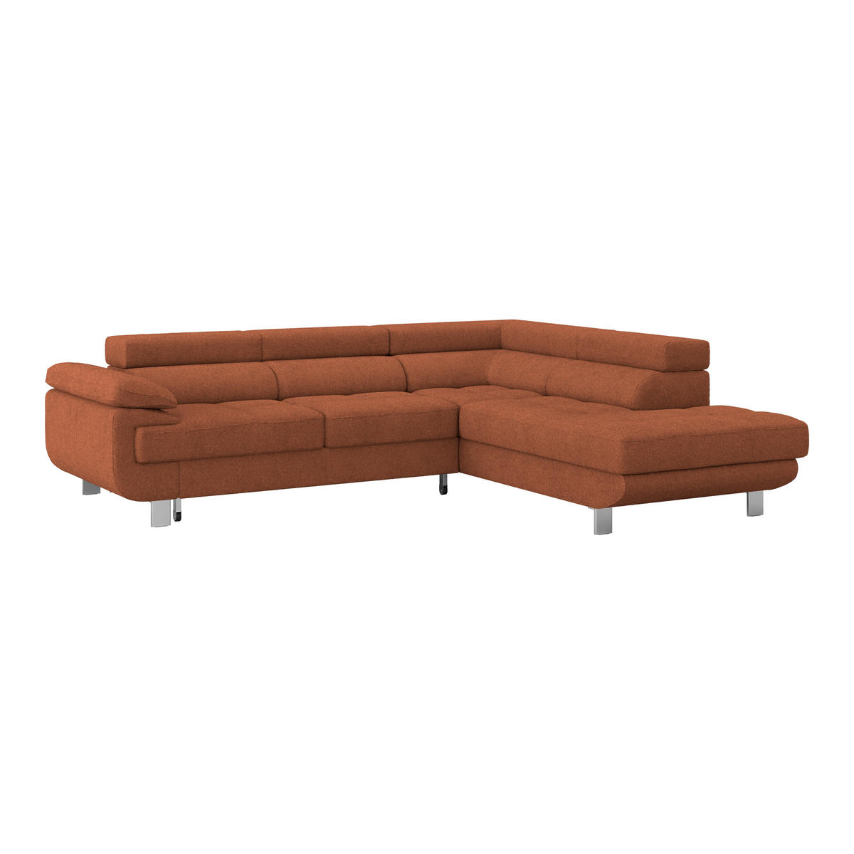 ECKSOFA in Drell Rostfarben  - Rostfarben, Modern, Textil/Metall (270/230cm) - MID.YOU
