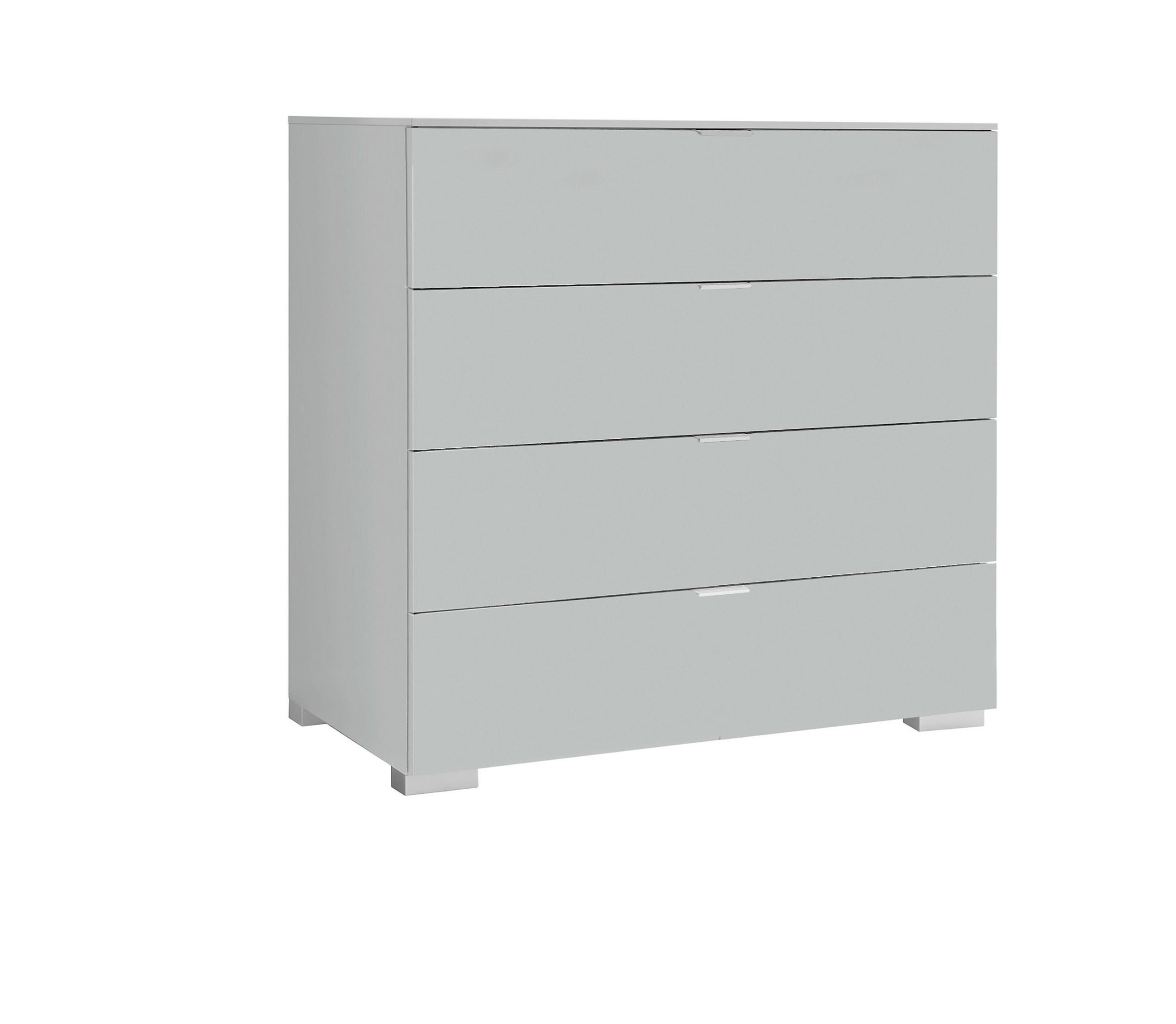 KOMMODE , 80/77/40 cm, 4 Schublade(n)  - Hellgrau/Alufarben, Basics, Holzwerkstoff/Kunststoff (80/77/40cm) - Moderano