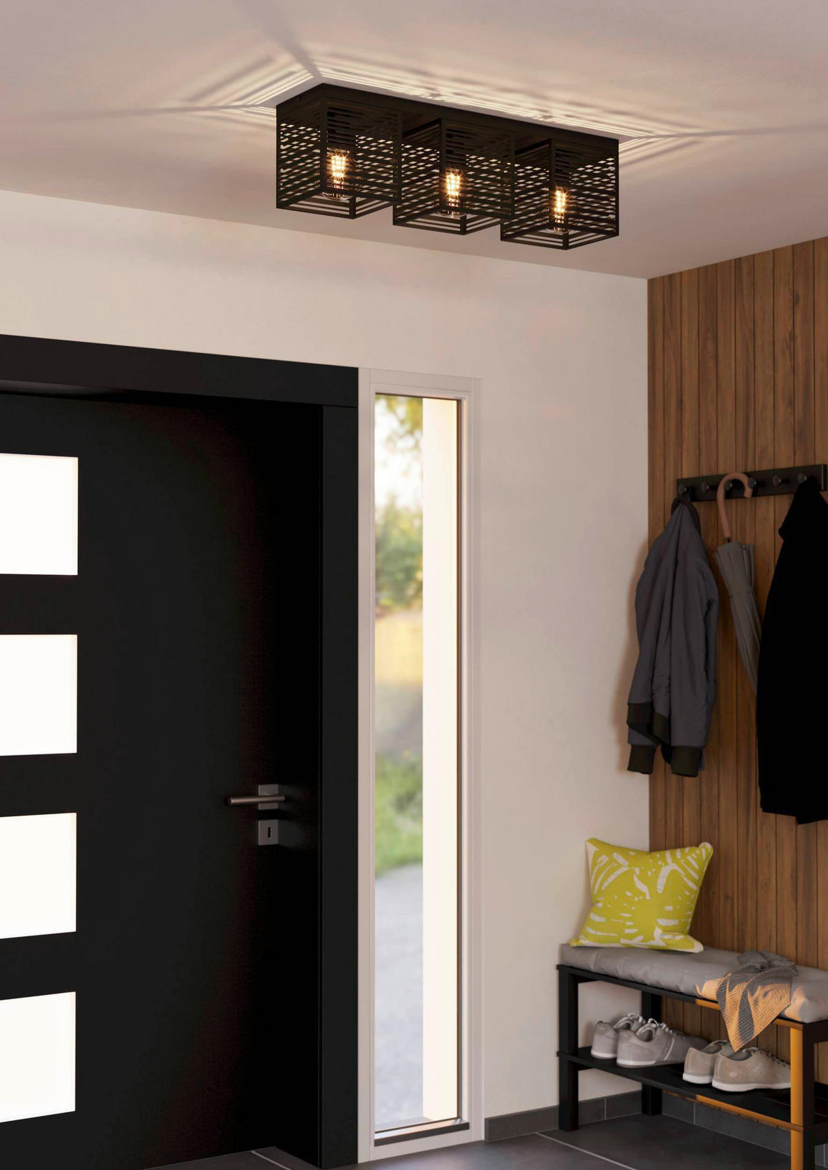 DECKENLEUCHTE    73/18/20,5 cm  - Schwarz, Design, Metall (73/18/20,5cm) - Eglo