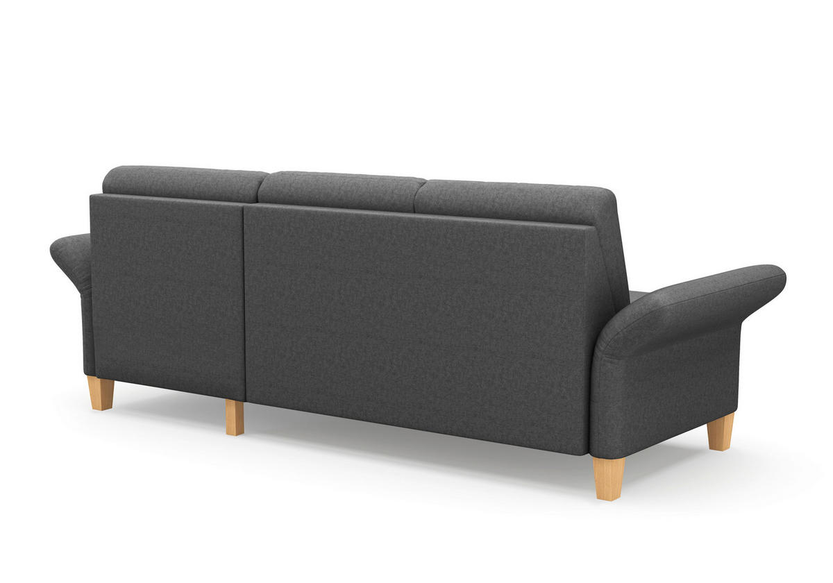 ECKSOFA ROCHELLE E Dunkelgrau Flachgewebe  - Eichefarben/Dunkelgrau, KONVENTIONELL, Holz/Textil (251/164cm) - Sit & More