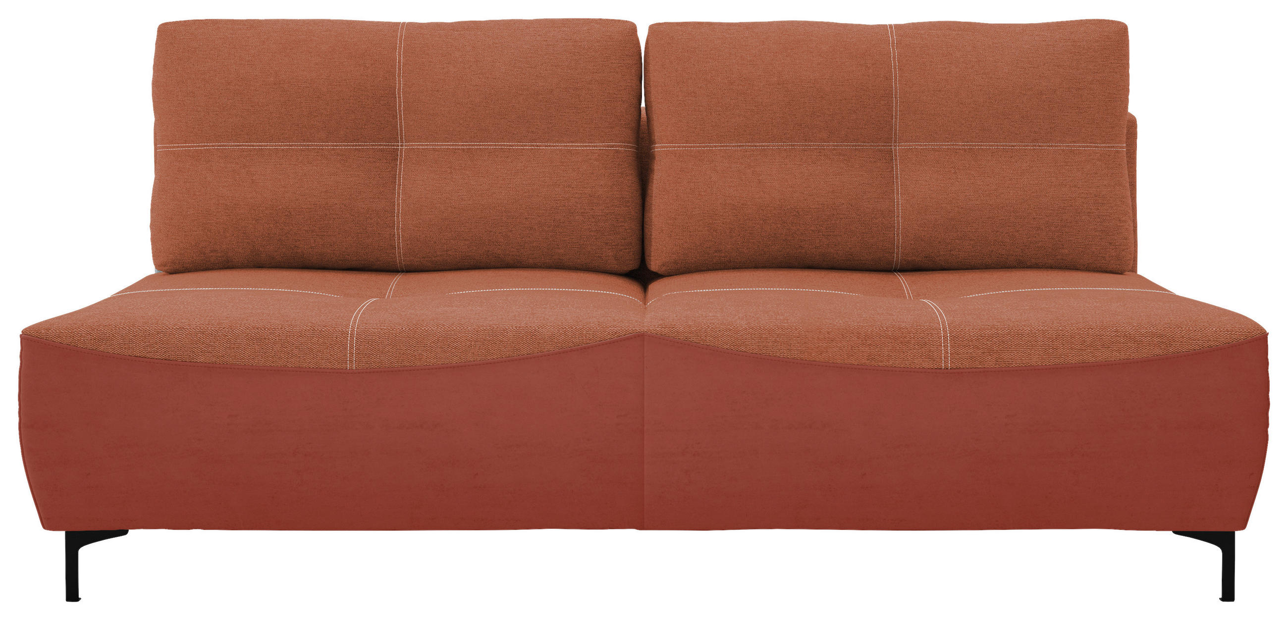 SCHLAFSOFA  mit Schlafen auf Sitzhöhe, Rücken echt Struktur Rostfarben  - Rostfarben/Schwarz, Design, Textil/Metall (197/94/96cm) - MID.YOU