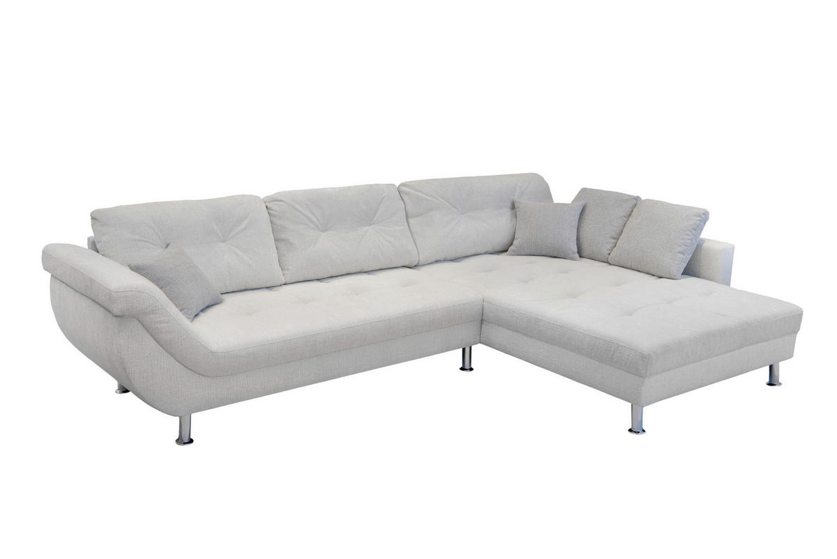 ECKSOFA BROOKLYN Creme Flachgewebe Zierkissen, Rückenkissen  - Silberfarben/Creme, KONVENTIONELL, Kunststoff/Textil (329/199cm) - Livetastic
