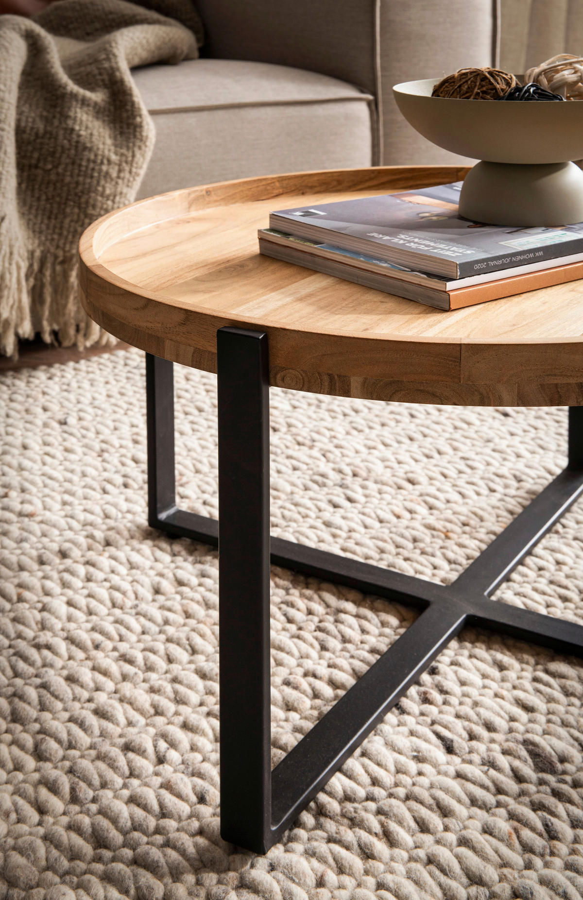 COUCHTISCH in Holz 60/60/36 cm  - Schwarz/Braun, Design, Holz/Metall (60/60/36cm) - Livetastic
