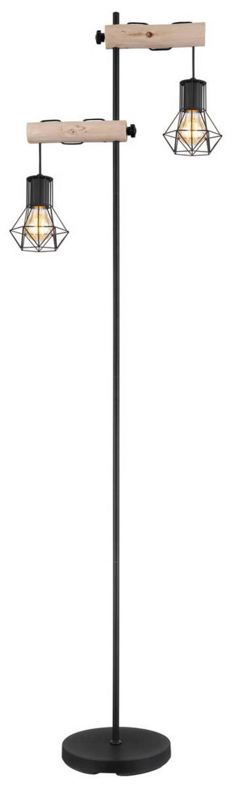 STEHLEUCHTE 48/25/168 cm    - Schwarz/Naturfarben, Natur, Holz/Metall (48/25/168cm) - Globo