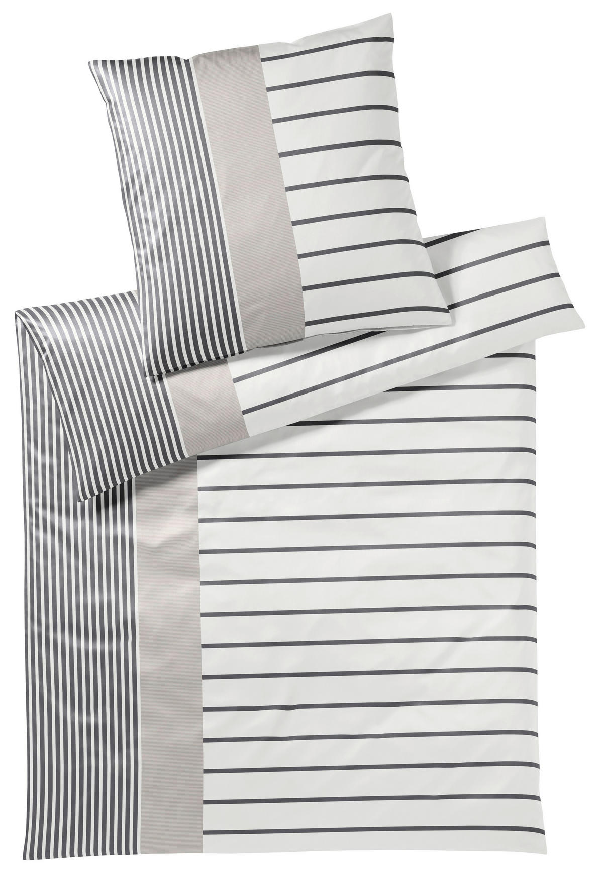 POSTELJNINA STAIRS 140/200 cm mako saten bela, bež  - bela/bež, Konvencionalno, tekstil/naravni materiali (140/200cm) - Elegante