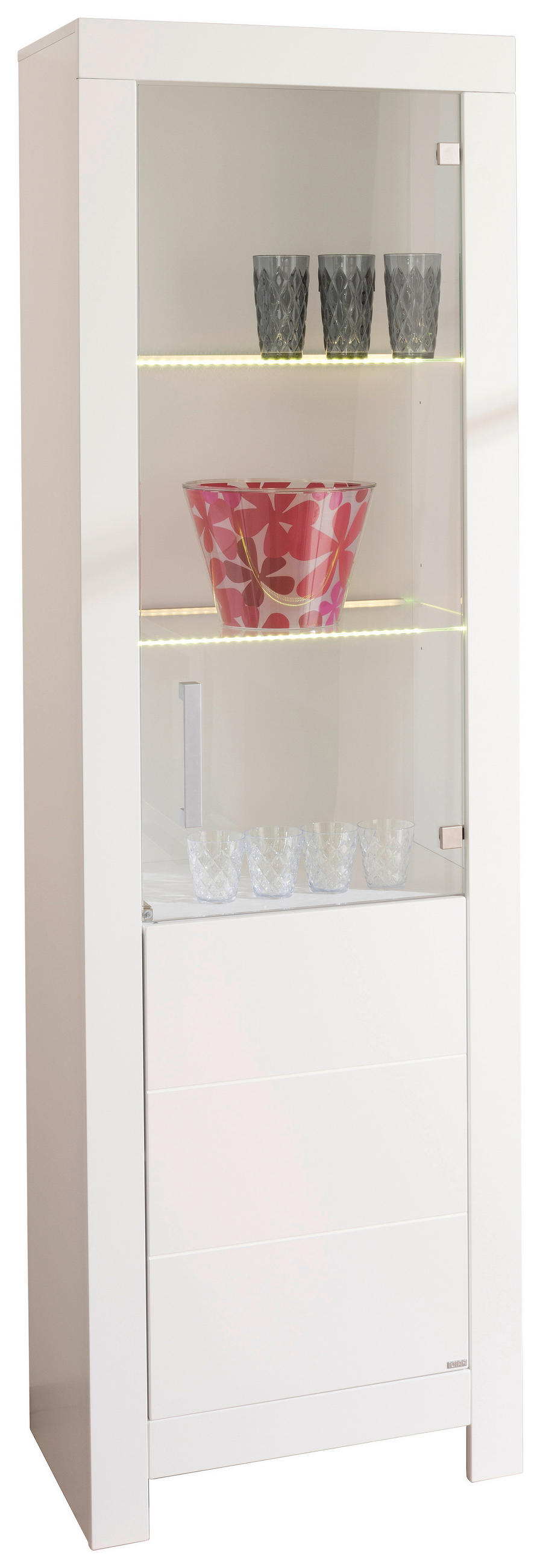 VITRINE in Weiß  - Chromfarben/Weiß, Design, Glas/Holzwerkstoff (63/205,2/39,3cm) - Paidi