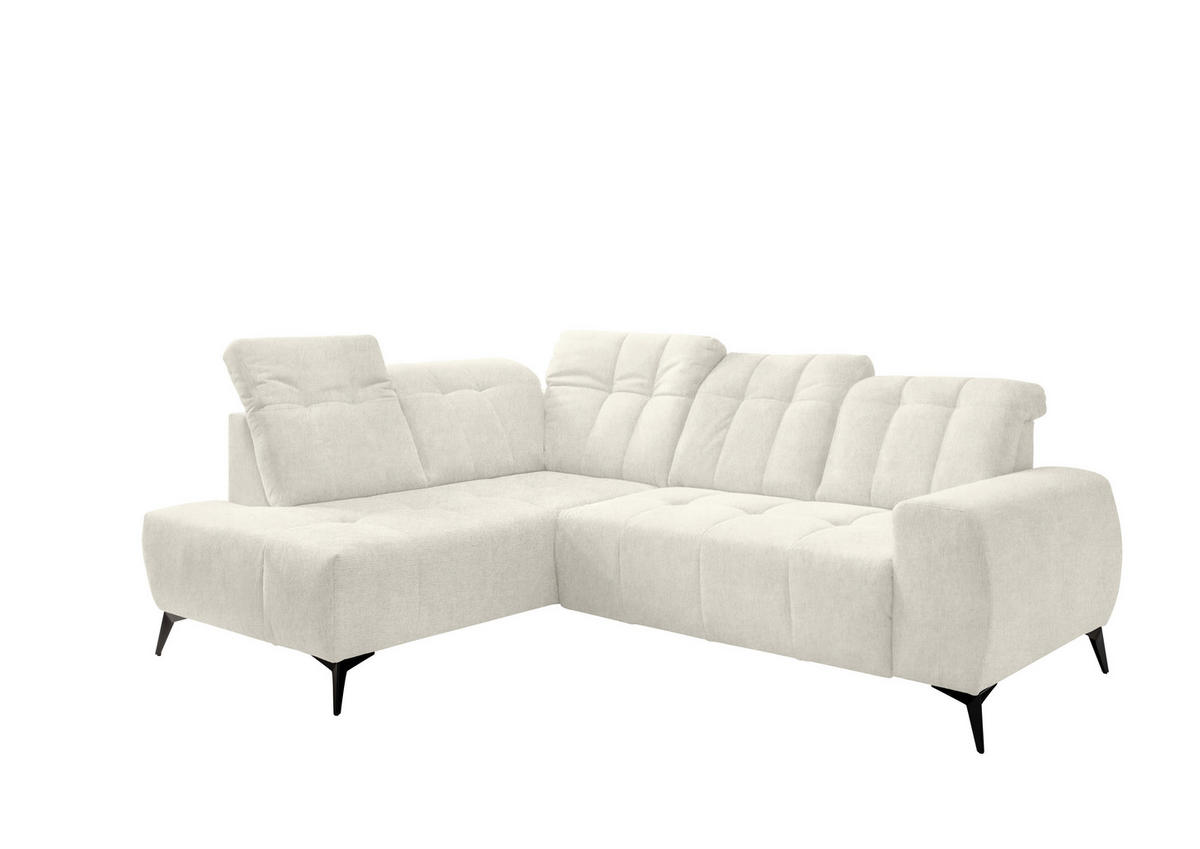ECKSOFA Creme Mikrofaser  - Creme/Schwarz, MODERN, Textil/Metall (200/261cm) - Livetastic