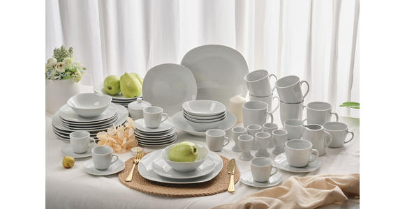 KOMBISERVICE Weiß Ascona 62-teilig 6 Personen  - Weiß, Basics, Keramik - Novel