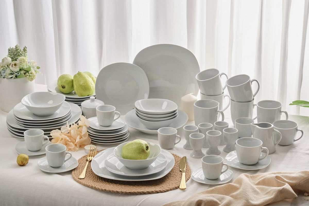 ÉTKÉSZLET 62 részes  - fehér, Basics, kerámia - Novel