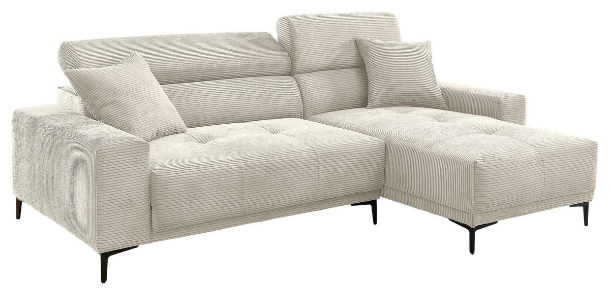 ECKSOFA Cord Beige  - Beige/Schwarz, Basics, Textil/Metall (250/183cm) - Livetastic