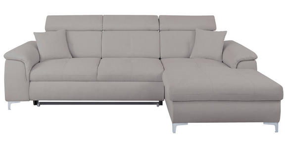 ECKSOFA in Flachgewebe Grau  - Chromfarben/Grau, KONVENTIONELL, Textil/Metall (268/175cm) - Carryhome