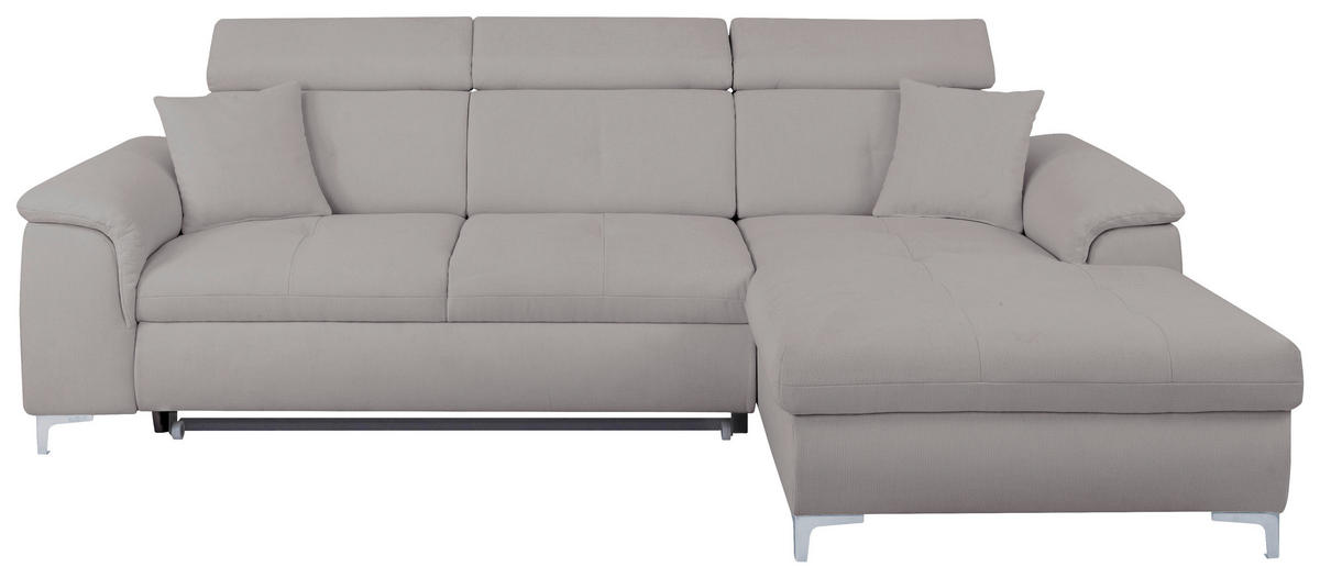 ECKSOFA in Flachgewebe Grau  - Chromfarben/Grau, Konventionell, Textil/Metall (268/175cm) - Carryhome