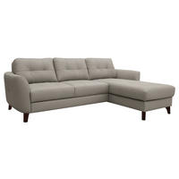 ECKSOFA  Lederlook Echtleder Platinfarben  - Platinfarben/Buchefarben, Design, Leder/Holz (238/168cm) - Livetastic