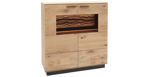 HIGHBOARD 115/124/44 cm  - Eichefarben/Anthrazit, Design, Glas/Holz (115/124/44cm) - Valnatura