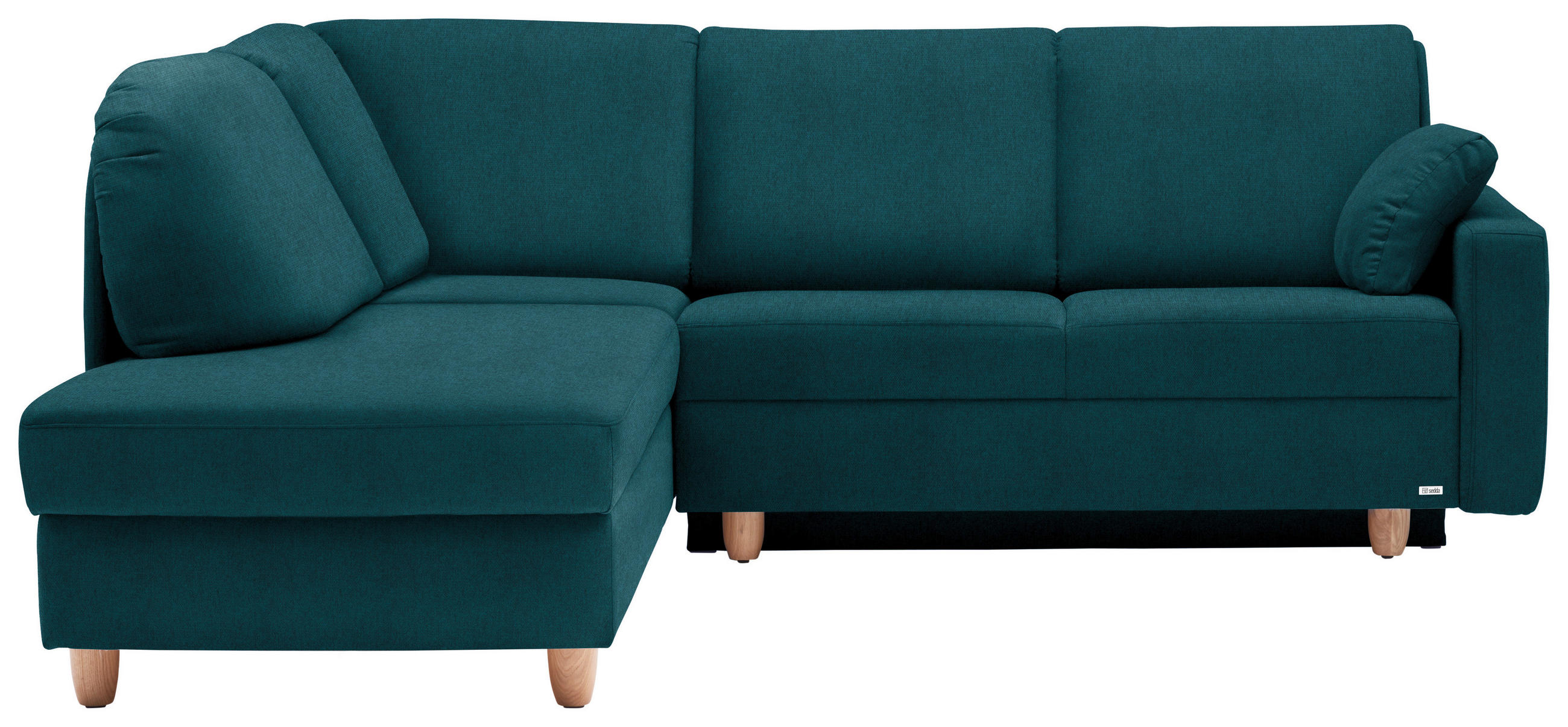 ECKSOFA in Flachgewebe Petrol  208/227 cm  - Eichefarben/Rot, KONVENTIONELL, Holz/Textil (208/227cm) - Sedda