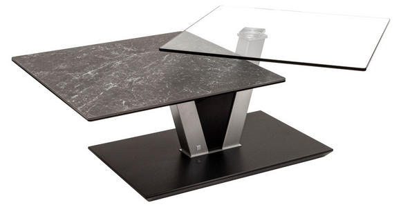 COUCHTISCH in Glas, Keramik 118/65/36-43 cm  - Anthrazit/Silberfarben, Design, Glas/Keramik (118/65/36-43cm) - Venda