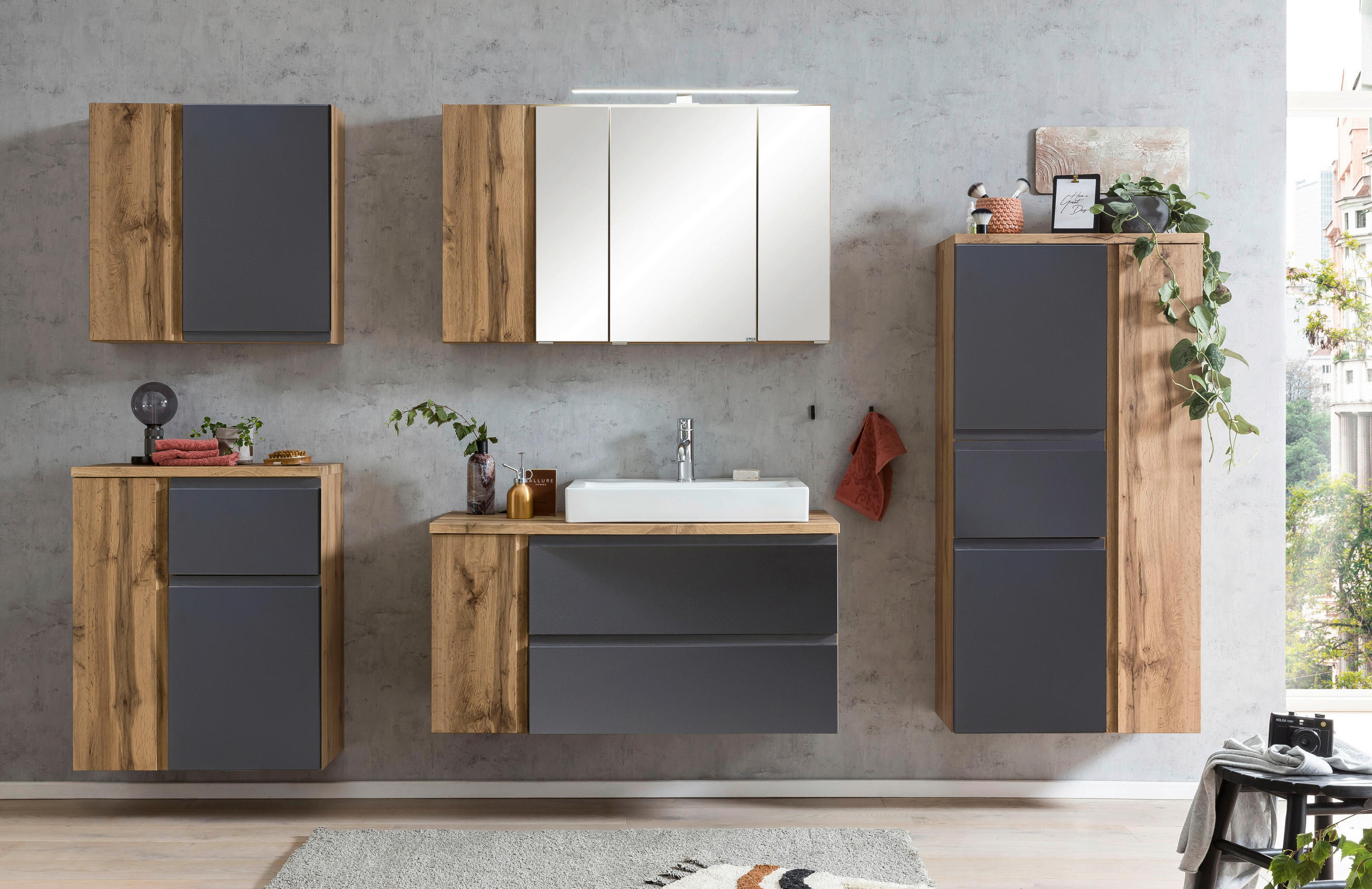 UNTERSCHRANK in - Eiche Wotan/Grau, Modern, Holzwerkstoff (65/79/35cm) - Held
